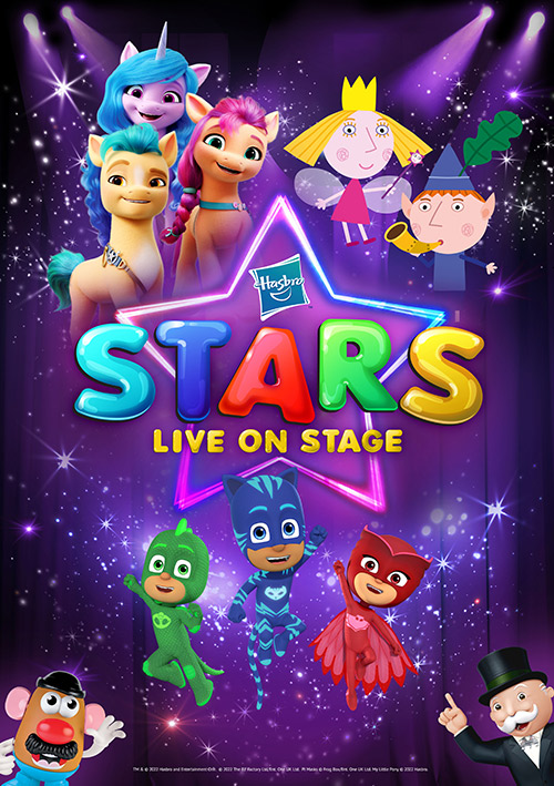 Poster design for Hasbro Stars Live kids' show featuring My Little Pony and PJ Masks